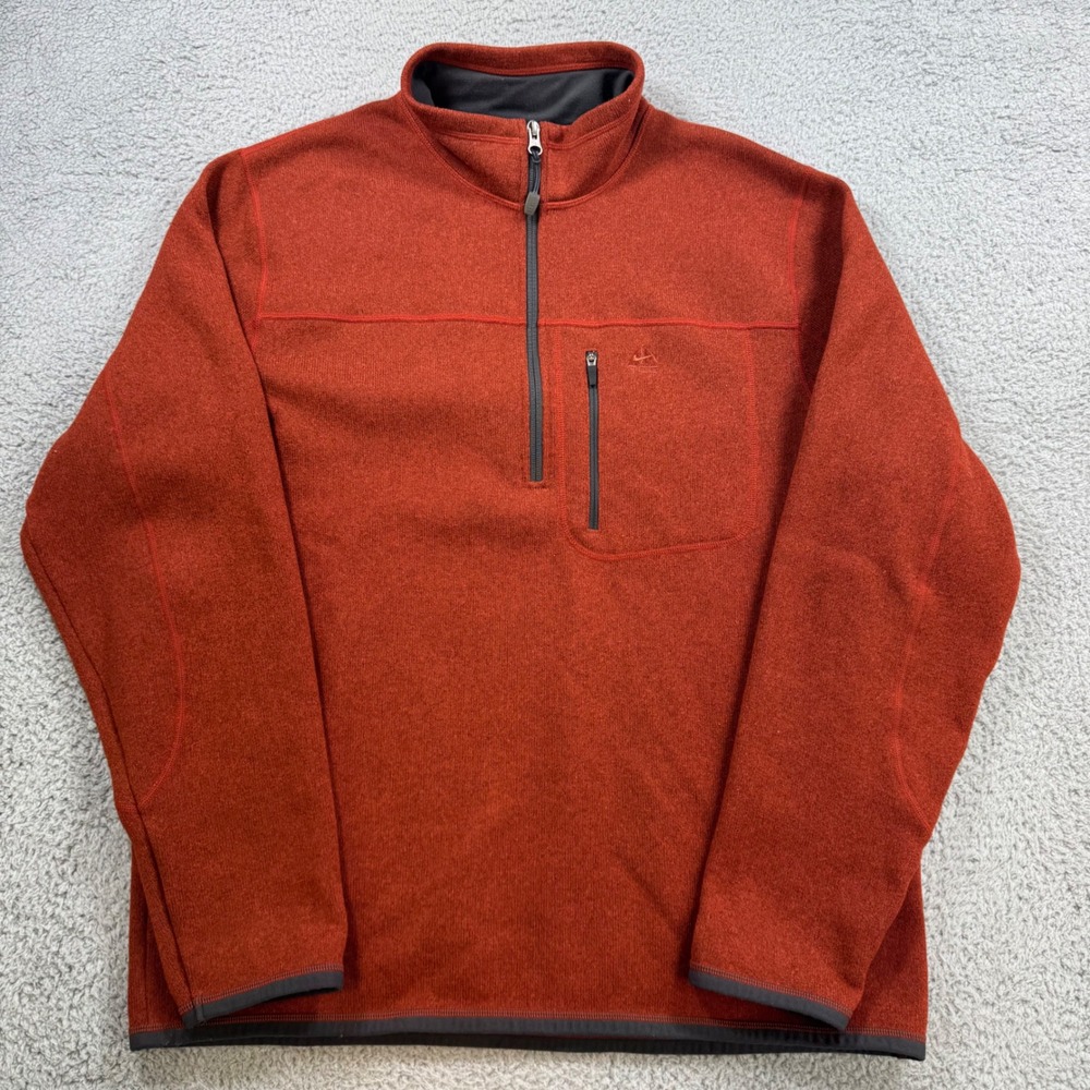 Nike ACG Fleece Pullover Sweatshirt Men's Size L Orange Quarter Zip
